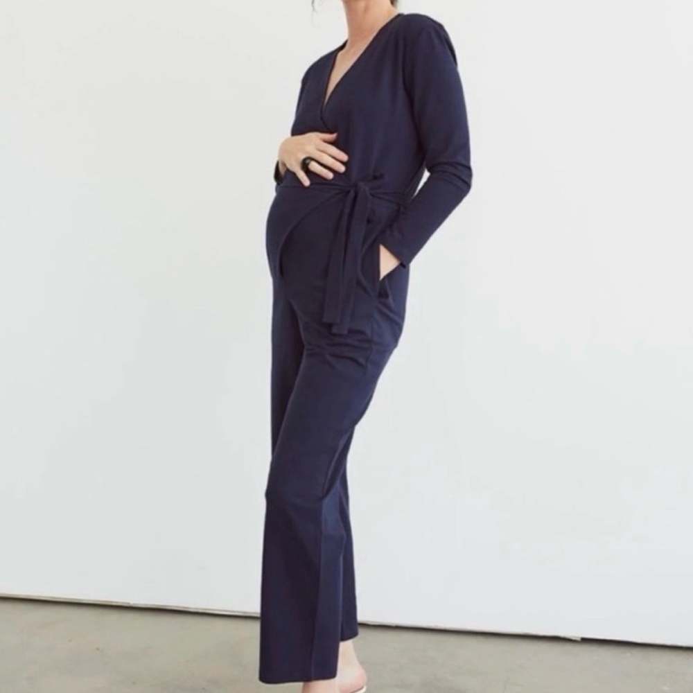 Like new Storq Black Maternity Wrap Jumpsuit